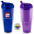 22 oz Dual Acrylic Double Wall Travel Chiller with Flip Lid & Straw Clear/Purple - Screen Print